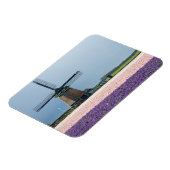 ピンク伝統的と紫の花を持つ風車 マグネット (左側)