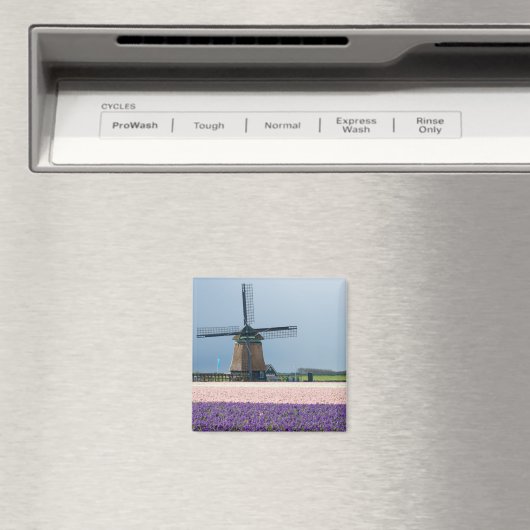 ピンク伝統的と紫の花を持つ風車 マグネット (インサイチュ (食洗機))