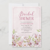 ピンク伝統的フローラブライダルシャワー招待 招待状 (正面)