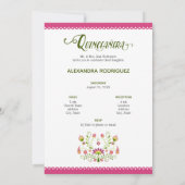 ピンク伝統的メキシコフローラ写真キンセアニェラ 招待状 (裏面)