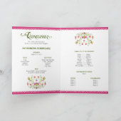 ピンク伝統的メキシコフローラ写真キンセアニェラ 招待状 (内部)