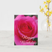 ピンク伝統的ローズ誕生日カード カード (黄色い花)