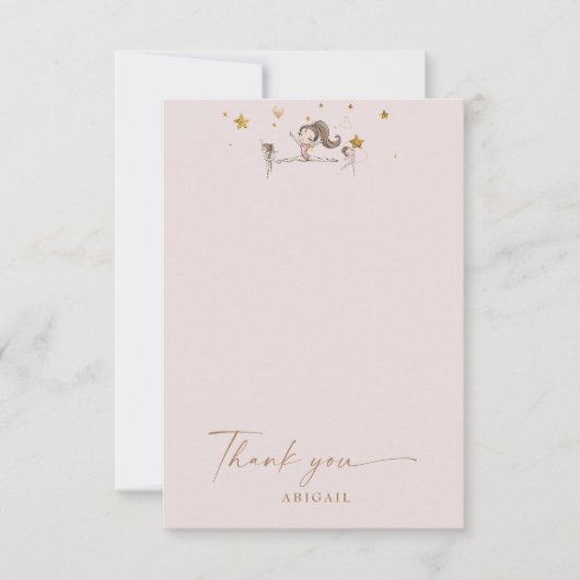 ピンク体操タンブリング誕生日ありがとう サンキューカード (正面)