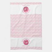 ピンク保ドーナッツに目を振る キッチンタオル (縦)