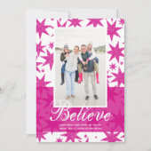 ピンク信じのグリッター星クリスマス写真 シーズンカード (正面)