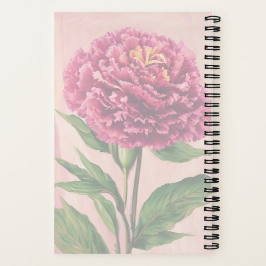 ピンク信じカーネーションフローラインスピレーション ノートブック (裏面)