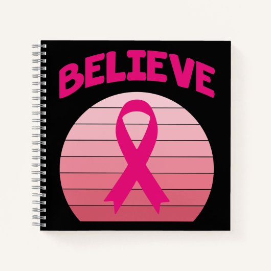 ピンク信じリボンレトロジャーナル ノートブック (正面)