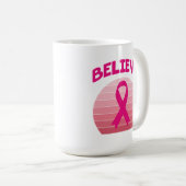 ピンク信じリボンレトロ コーヒーマグカップ (正面右)