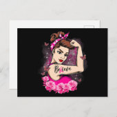 ピンク信じリボン強い女性乳がん阿波 ポストカード (正面/裏面)