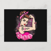 ピンク信じリボン強い女性乳がん阿波 ポストカード (正面)