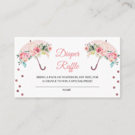 ピンク傘おむつラッフル囲いカード エンクロージャーカード