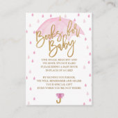 ピンク傘赤ちゃんシャワーブックベビーカード エンクロージャーカード (正面)