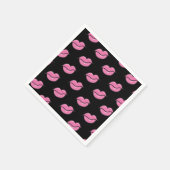 ピンク光沢リップ美しいメイクアップバースデーパーティー スタンダードカクテルナプキン (角)