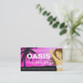 ピンク光線のエアブラシの日焼けサロンの名刺 名刺 (スタンド正面)