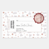 ピンク公式サンタクロース贈り物プレゼント北極 長方形シール (正面)