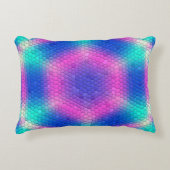 ピンク六角モザイク（青グラデーション） アクセントクッション (正面)
