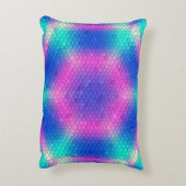 ピンク六角モザイク（青グラデーション） アクセントクッション (裏面(縦))