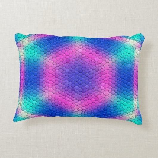 ピンク六角モザイク（青グラデーション） アクセントクッション (裏面)