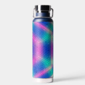 ピンク六角モザイク（青グラデーション） ウォーターボトル (背面)
