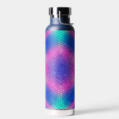 ピンク六角モザイク（青グラデーション） ウォーターボトル (左面)