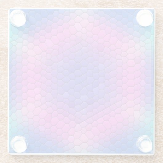 ピンク六角モザイク(青グラデーション) ガラスコースター (裏面)
