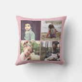 ピンク写真の単ガーリー色コラージュ クッション (裏面)