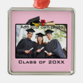 ピンク写真を追加/年単位の卒業 メタルオーナメント (正面)