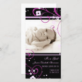 ピンク写真テンプレート新生児誕生発表 案内状 (正面/裏面)