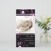 ピンク写真テンプレート新生児誕生発表 案内状 (スタンド正面)