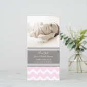 ピンク写真テンプレート新生児誕生発表 案内状 (スタンド正面)