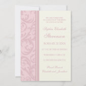 ピンク写真テンプレート新生児誕生発表 案内状 (裏面)