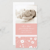 ピンク写真テンプレート新生児誕生発表 案内状 (正面/裏面)