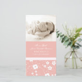 ピンク写真テンプレート新生児誕生発表 案内状 (スタンド正面)