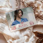 ピンク写真水彩看護学校卒業生 サンキューカード