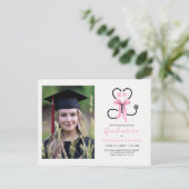 ピンク写真看護学校卒業パーティー ポストカード (スタンド正面)