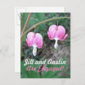 ピンク出血ハート婚約発表 案内ポストカード (正面/裏面)