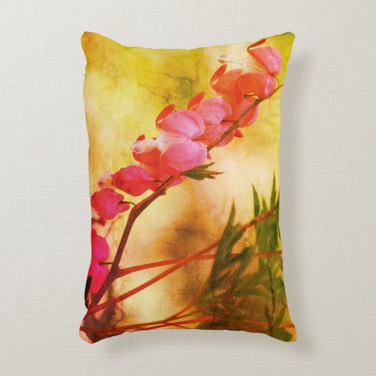 ピンク出血ハート抽象芸術フローラ アクセントクッション (正面(垂直))