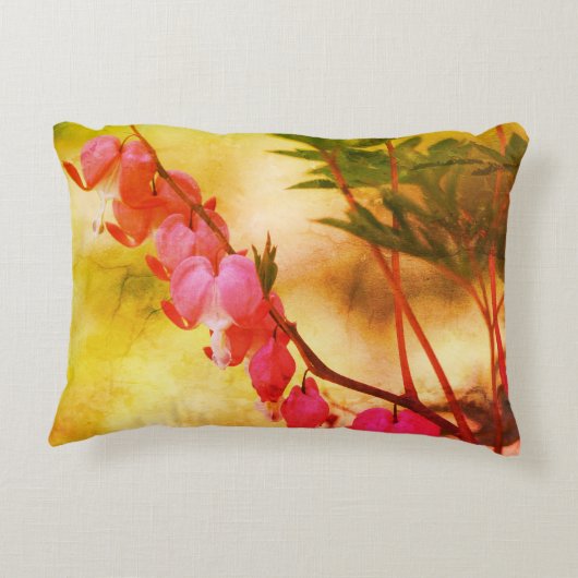 ピンク出血ハート抽象芸術フローラ アクセントクッション (裏面)