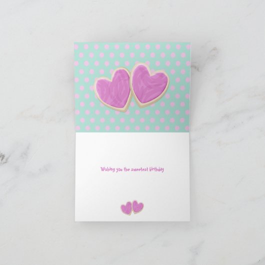 ピンク切り出しクッキーガーリーハッピーバースデー カード (内部)