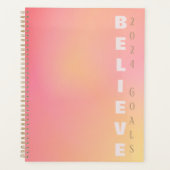 ピンク前向きの桃のグラデーションの美信じ「」 プランナー手帳 (正面)