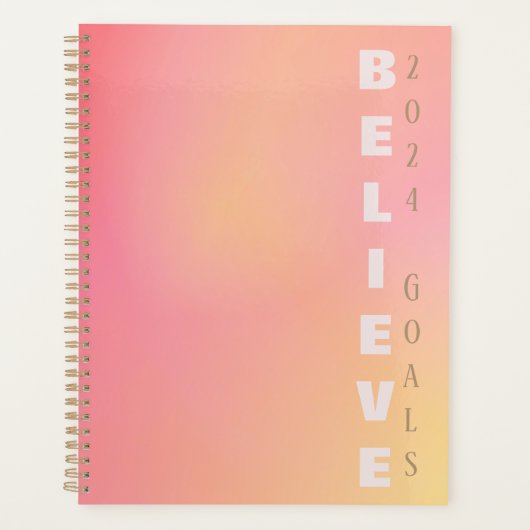 ピンク前向きの桃のグラデーションの美信じ「」 プランナー手帳 (正面)