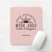 ピンク前向きやる気を起こさせる引用文（名前） マウスパッド (マウス)