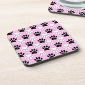 ピンク動揺しての背景に白黒の前足 コースター (左側)