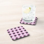 ピンク動揺しての背景に白黒の前足 コースター (右側)