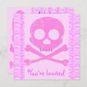 ピンク動揺してスカル招待状 招待状 (正面/裏面)