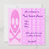 ピンク動揺してスカル招待状 招待状 (裏面)