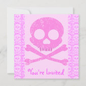 ピンク動揺してスカル招待状 招待状 (正面)