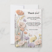 ピンク動揺して押しワイルドフラワー赤ちゃんシャワー サンキューカード (正面)