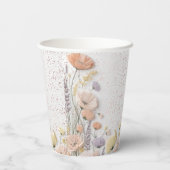 ピンク動揺して押しワイルドフラワー赤ちゃんシャワー 紙コップ (裏面)