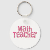 ピンク動揺して文字数学先生 キーホルダー (正面)